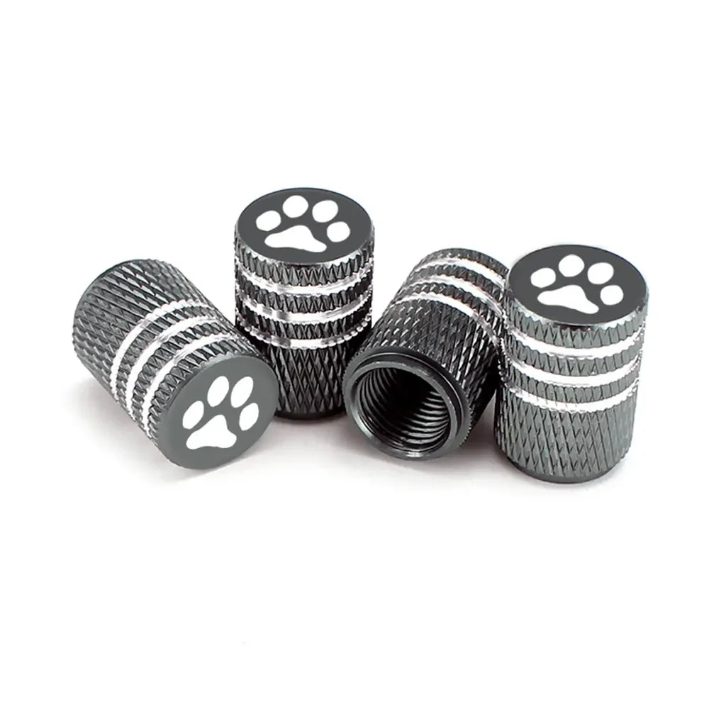 DSYCAR 4Pcs Bear's Paw Tire Stem Valve Caps | Aluminum Alloy Dustproof Car Tire Valve Co detail view