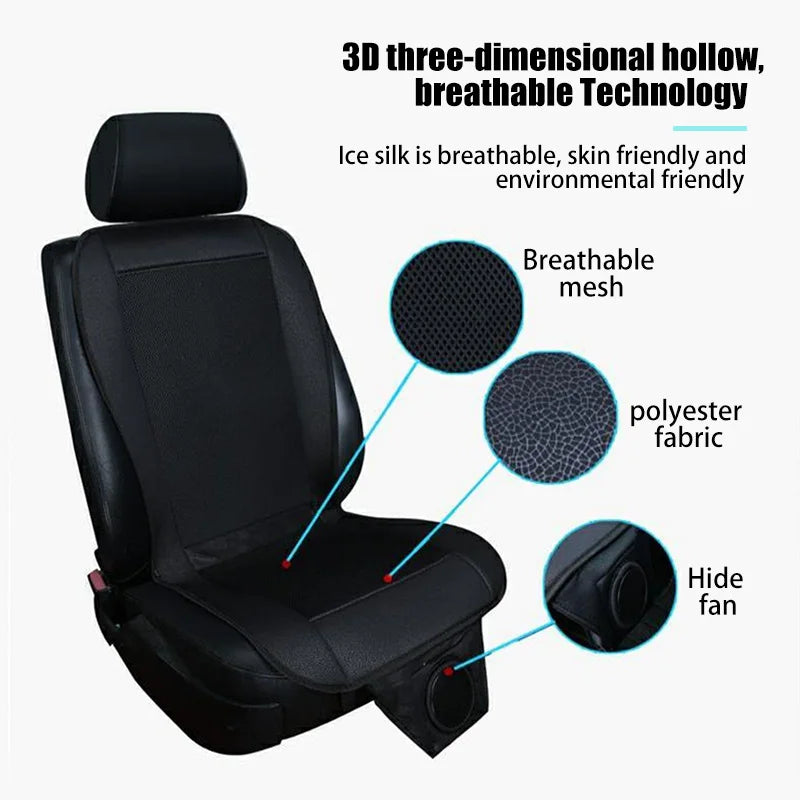DC 12V 3D Spacer Car Summer Cool Air Seat Cushion With 8Fan Fast Blowing Ventilatio additional angle
