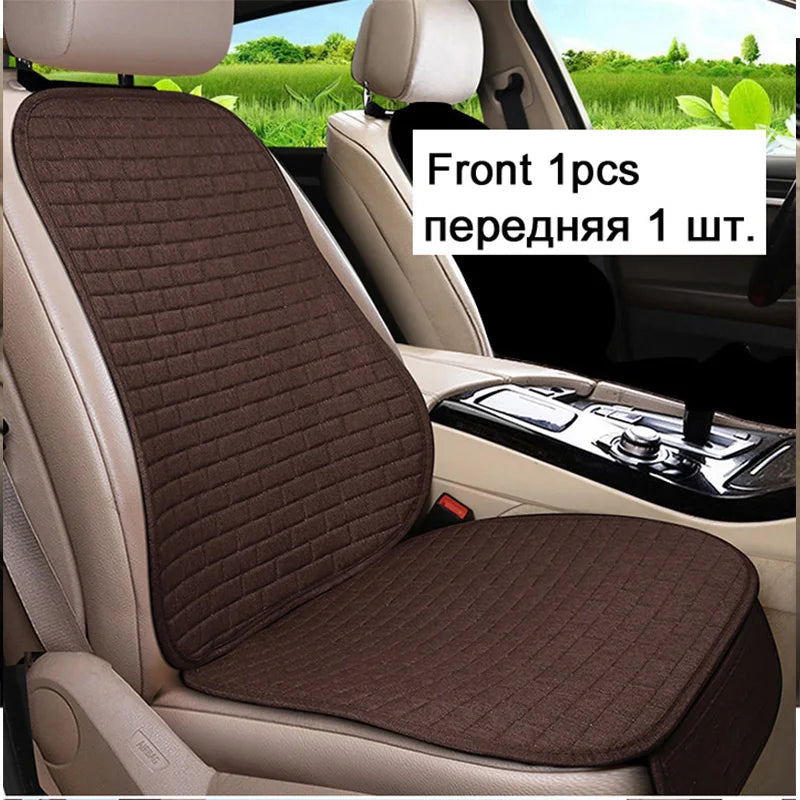 Flax Car Seat Cushion Pad Thick Fiber Filled Seat Cover close-up view