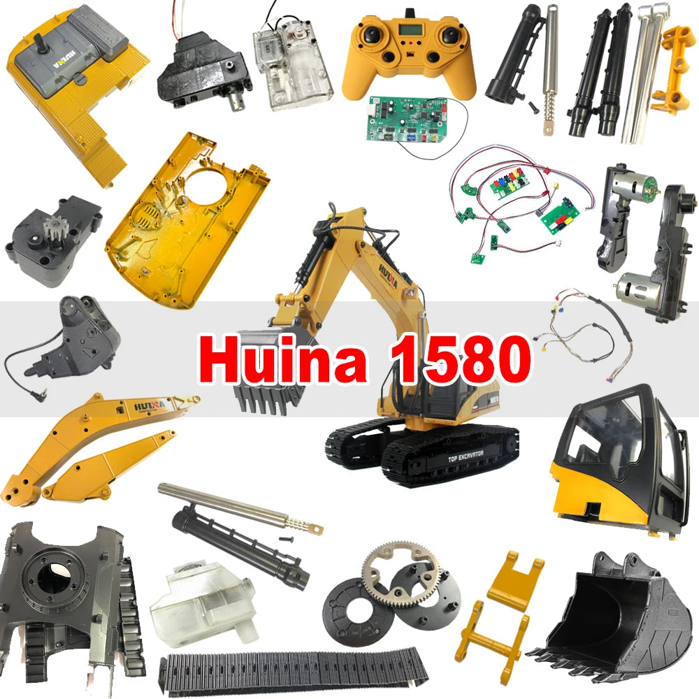 HUINA 1/14 1580 580 23CH Full metal Excavator Gearbox Tooth Box Metal Putter Gripper Quick Hitch Buc