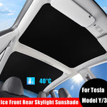 2PCS For Tesla Model 3/Y/3 Highland/Y Juniper Ice Cloth Buckle Shades for Glass Roof Front & Rear Sunroof Skylight Sunshade