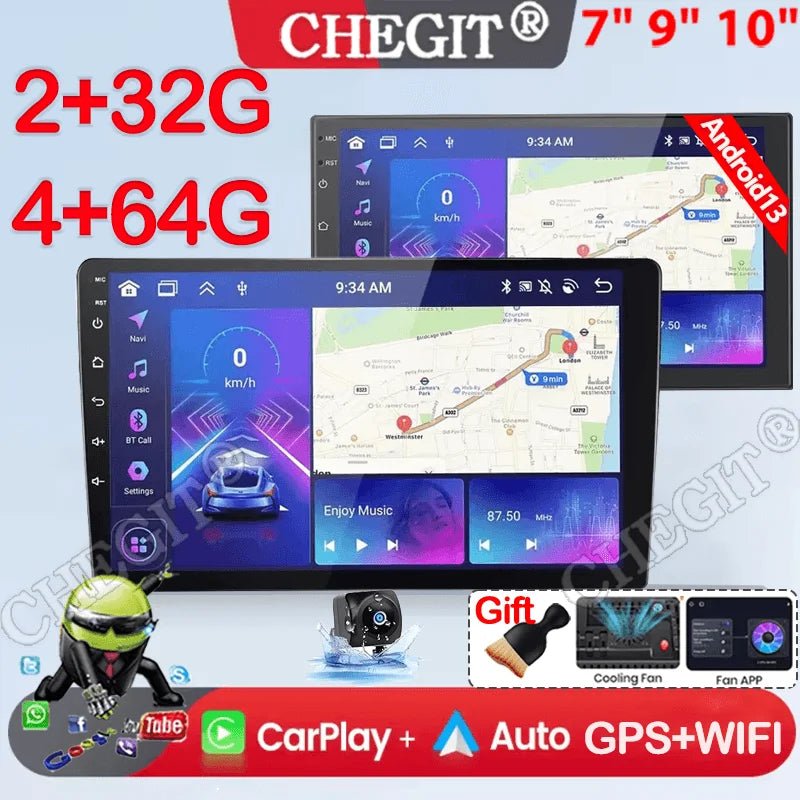 7"/9"/10" Universal 2din Android Car Radio | GPS Navigation Head Unit with Carplay
