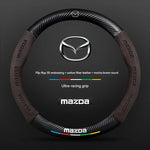 Carbon Fiber Suede Car Steering Wheel Cover | Compatible with Mazda 3 5 6 CX5 CX8 MX5 alternate view