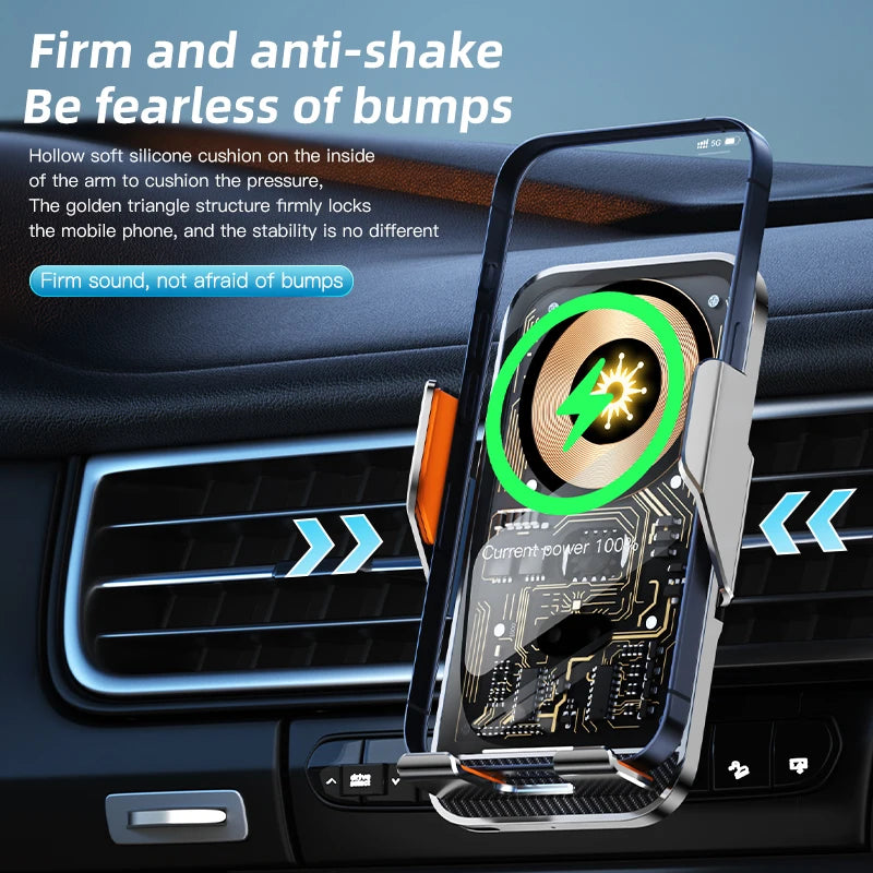 Universal Car Wireless Charging Mobile Phone Holder | Air Outlet Vehicle Navigation Mo close-up view