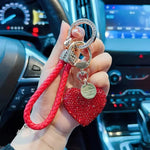 Clay Diamond Full Diamond Love Key Chain Studded Leather Rope Heart-shaped Car Bag Penda detail view