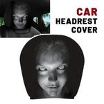Car Headrest Covers Universal Elastic Fit Horror Theme Skull Design Funny Playful A additional angle