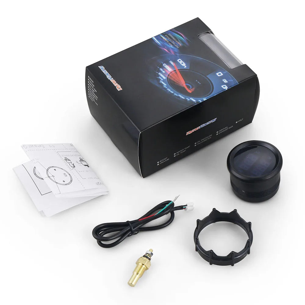 Dynoracing 2 inch 52mm 2 in 1 Digital Water Temp Gauge and Voltmeter | Blue LED Car Gaug detail view