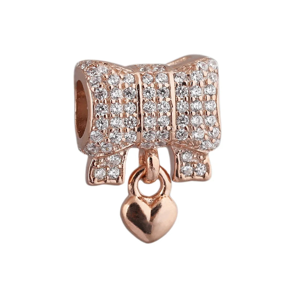 925 Sterling Silver Trinkets Rose Gold Locks And Keys Charm Of 925 Chain Bead Fit Ori lifestyle view