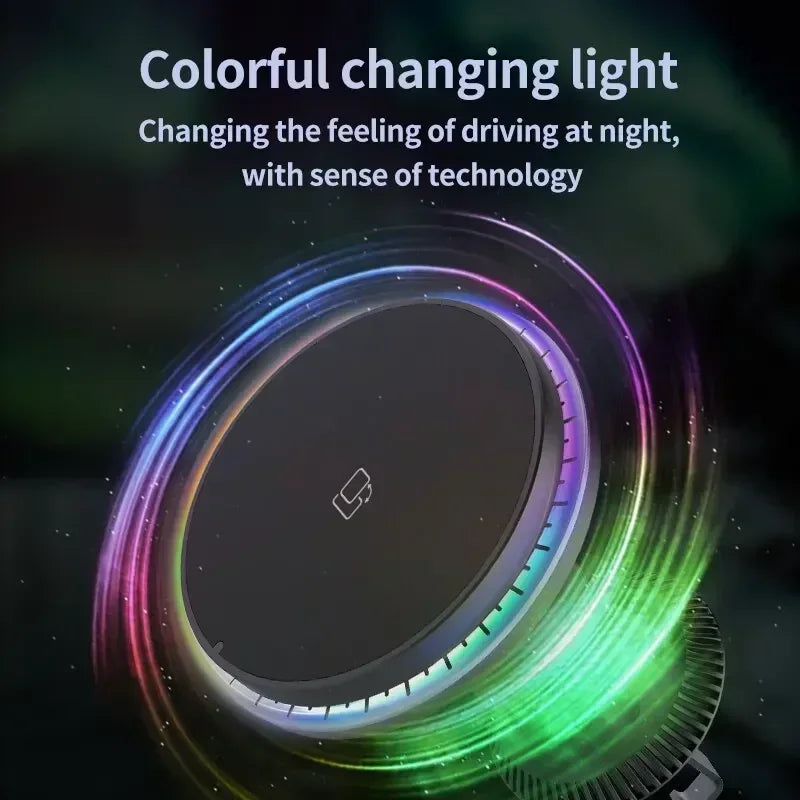 Magnetic Car Wireless Charger RGB For iPhone 12-15 Series | Vent Clip close-up view