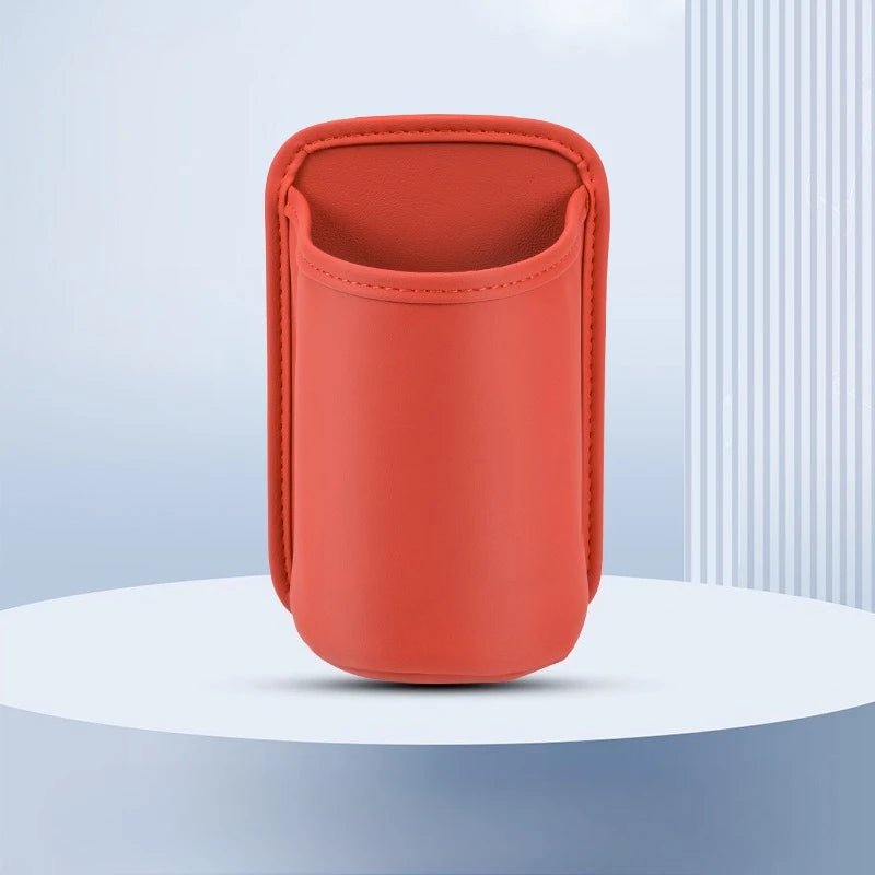 Faux Leather Car Cup Holder | Vehicle Water Cup Clip and Multifunctional Storage Box close-up view