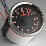 0-12 Hours 52mm Hour Meter Gauge with Red Backlight | 9-32V Clock for Car Boat RV