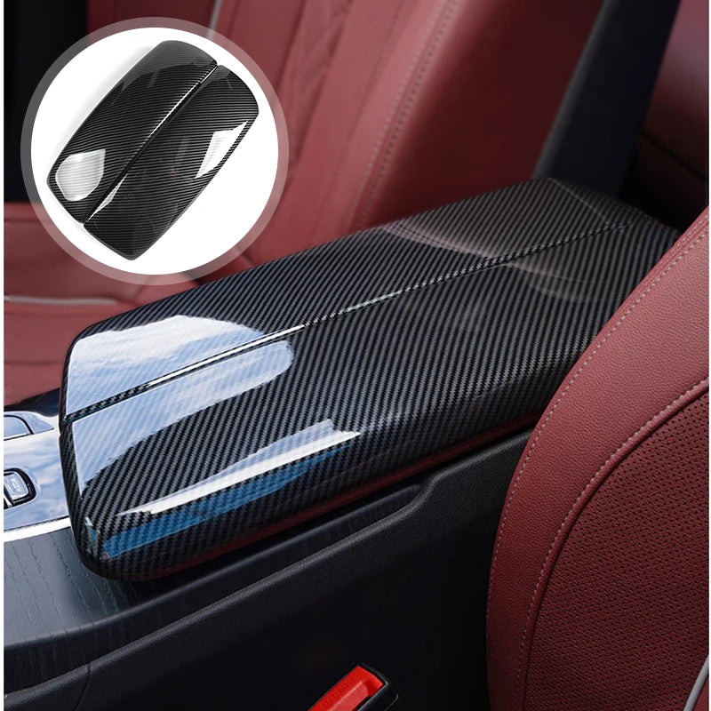 E70 E71 Car Center Console Armrest Box Panel Trim For BMW X5 E70 2008-2013 X6 E71 2008-2014 Storage Box Cover ABS Carbon Fiber