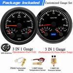 Custom 2 Gauges Set With Sensors Kit | 85mm 3-in-1 GPS Speedometer, Fuel, Tachomete additional angle