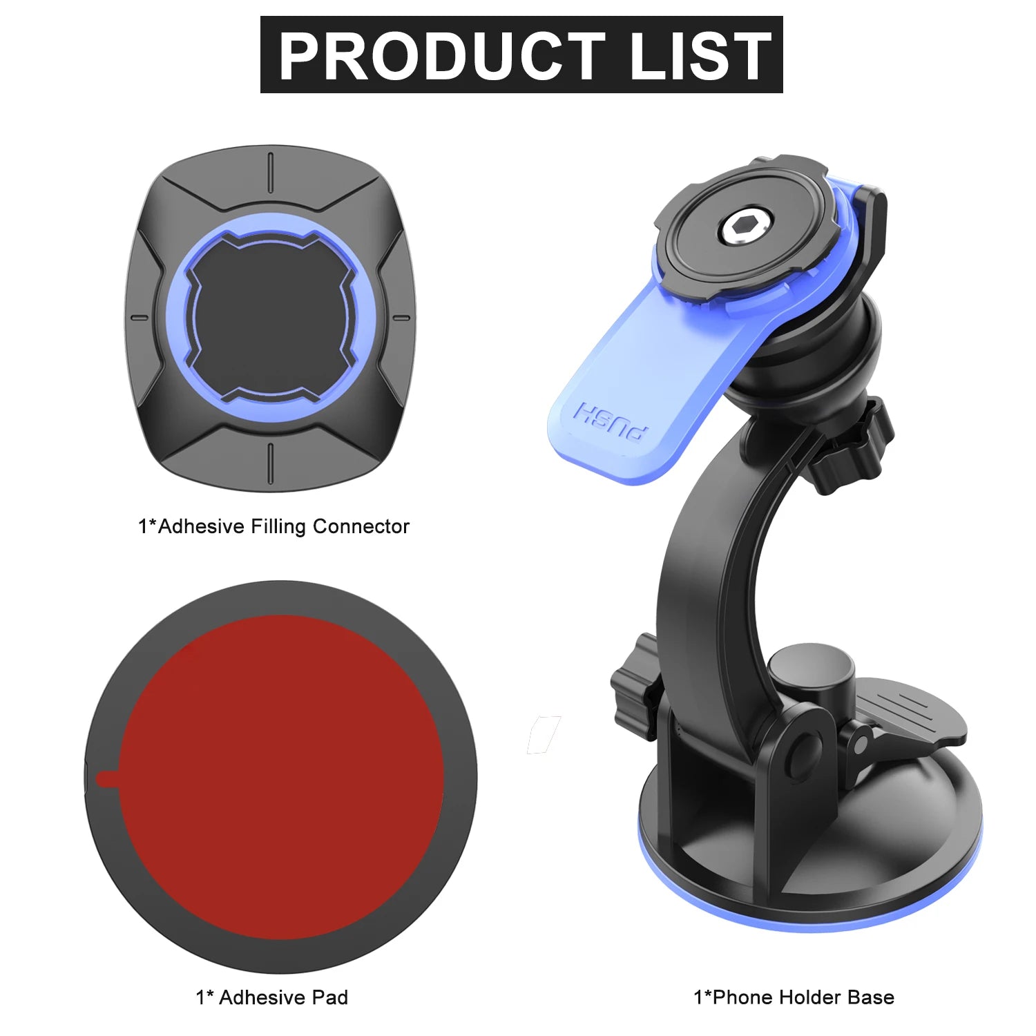 Universal Car Phone Mount | Dashboard and Windshield Holder with 360° Rotation alternate view