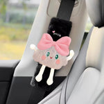 Cute Cartoon Bear Car Seat Belt Cover Imitation Rabbit Fur