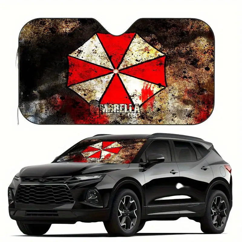 Classic Movies Resident Evil Windshield Sunshade | Car Sun Visor for UV Protection and close-up view