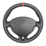 Black Leather Car Steering Wheel Braid Soft Leather Cover For Renault Clio 3 RS 2005 2006 2007 2008