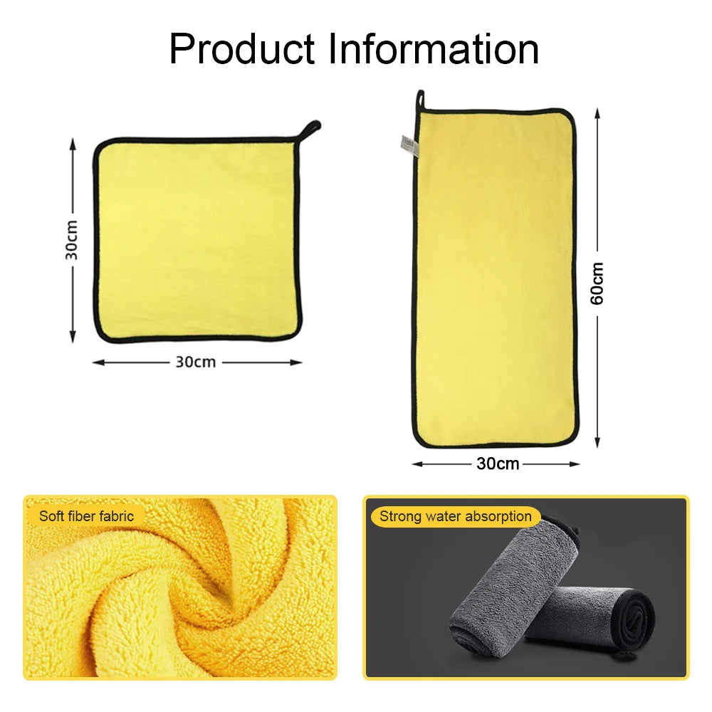 Car Wash Microfiber Towel 30x30/60CM Car Cleaning Drying Cloth Hemming Car Care Clo additional angle