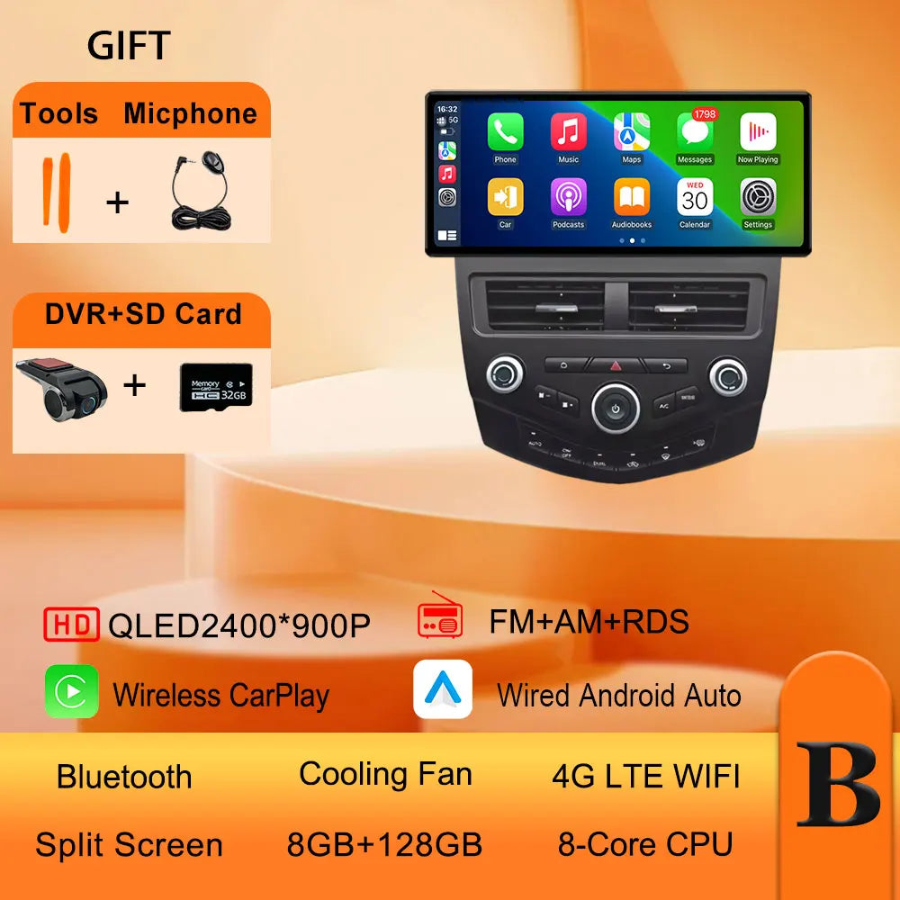 12.3 Inch Ultra-Thin Screen CarPlay Android Car Radio for Honda Accord 7 2004-2007 | G close-up view