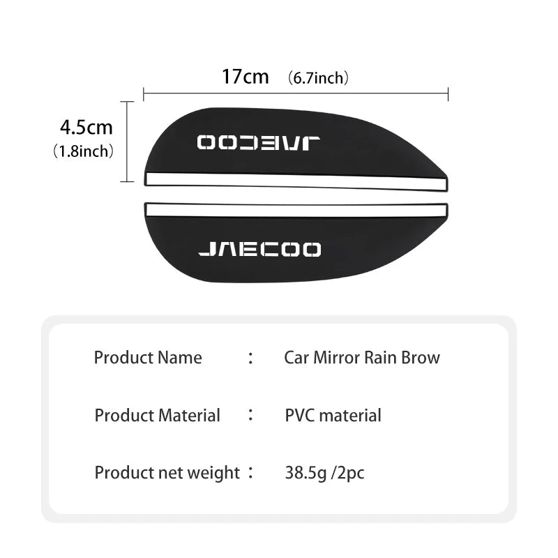 For JAECOO PVC Car Rearview Mirror Eyebrow Rain Visor Sun Shade Rainproof Cover J7 J8 PHEV Omoda C9