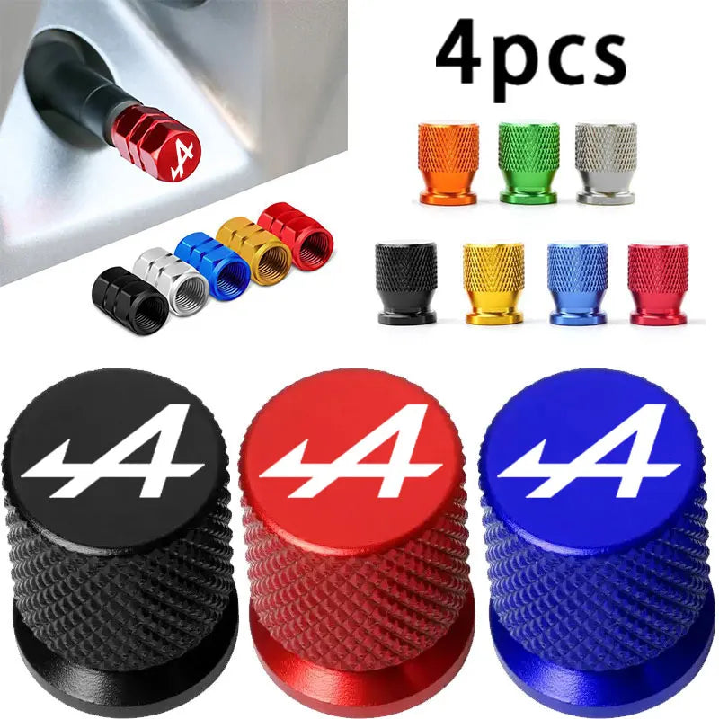 4PCS Colorful Car Accessories Car Tire Valve Cap For Alpine Megane 3 4 5 Duster Espace Logan Clio Austral Espace Arkana Scenic