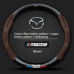 Carbon Fiber Leather Steering Wheel Cover | Mazda 3 5 6 CX30 CX5 CX8 MX5 RX8 RX7 close-up view