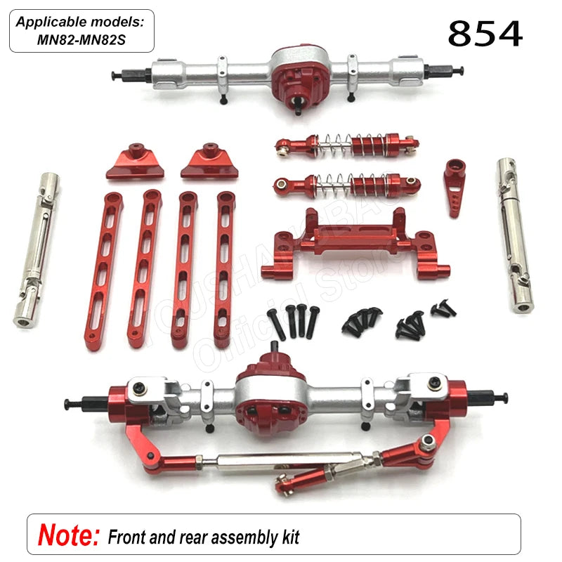 MN Series 82 82S Off-road Vehicle Parts - Metal Upgrade Accessories: Front and Rear Axles, Transmission Shaft, Tie Rods, Frame
