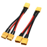 XT60 Parallel Battery Connector Y Splitter 14AWG Silicone Wire close-up view