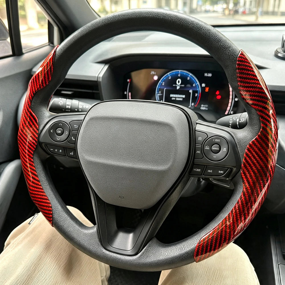 Universal Car Steering Wheel Cover Anti-slip Bright Gloss Carbon Fiber Texture Steeri alternate view
