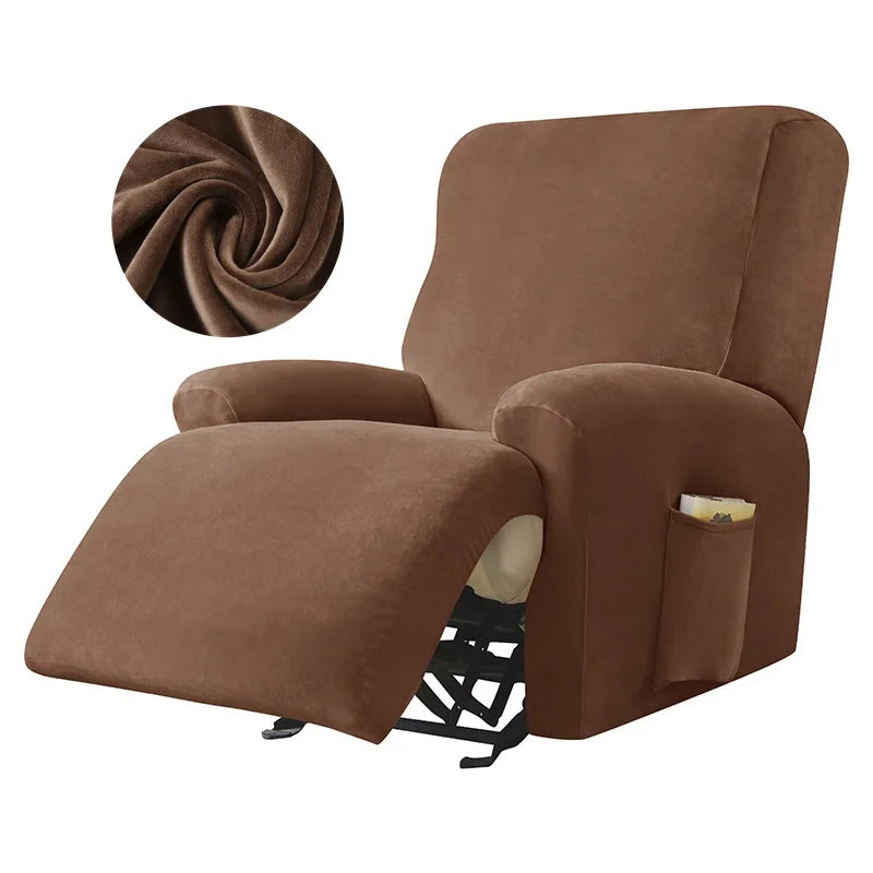 1/2/3 Seater Velvet Stretch Recliner Sofa Cover  Relax Armchair Slipcover Elastic All-inclusive Reclining Sofa Protector
