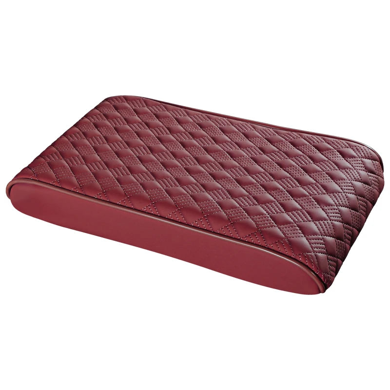 Premium Red Leather Car Armrest Box Pad | Adjustable Dashboard Organizer with Ergonom alternate view