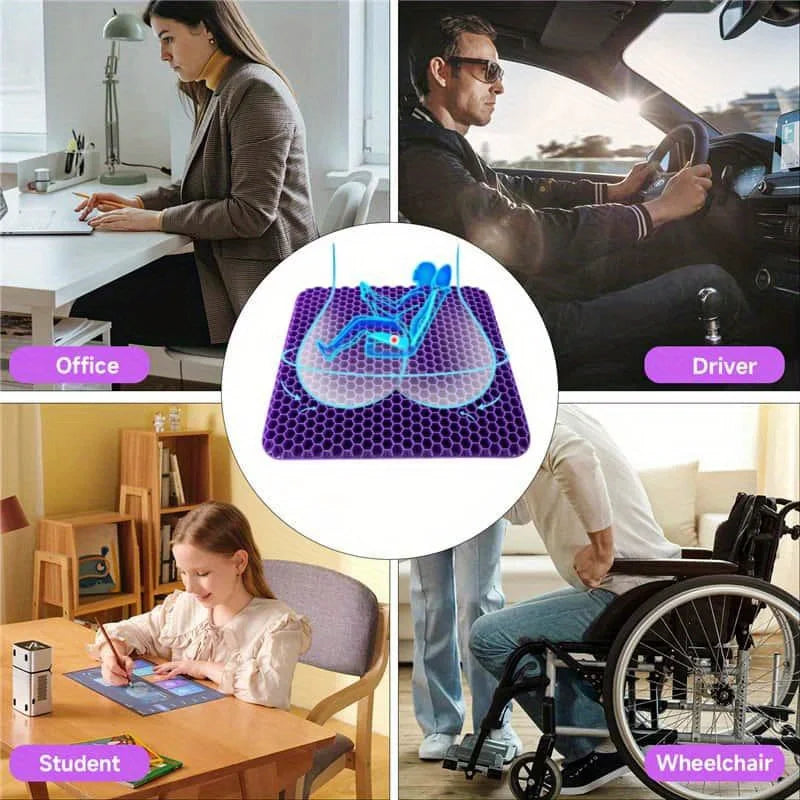 Ultra-Comfort Gel Seat Cushion Set with Breathable Honeycomb Design - Tailbone Relief alternate view