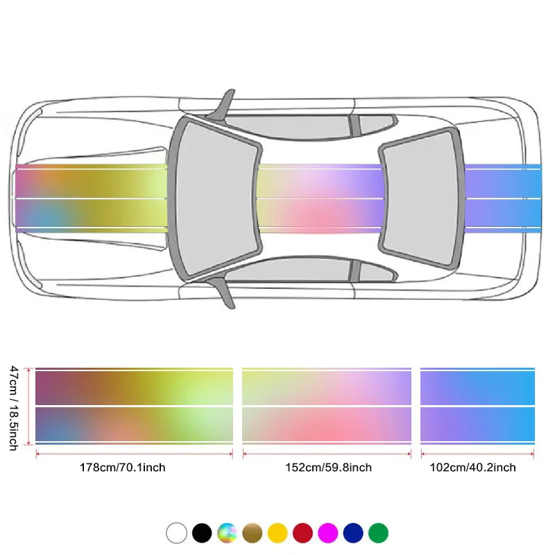 Car Stickers 6pcs Kit | Full Body Vinyl Decals Racing Stripe Design for Roof Hood Door E detail view