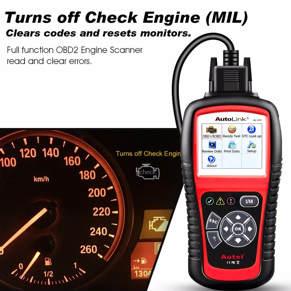 Autel AL619 AL519 OBD2 Scanner Car Diagnostic Tool Code Reader Automotriz ABS,SRS Automotive EOBD Diagnostic Scanner Scan Tool