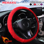 Winter Plush Steering Wheel Cover Black detail view
