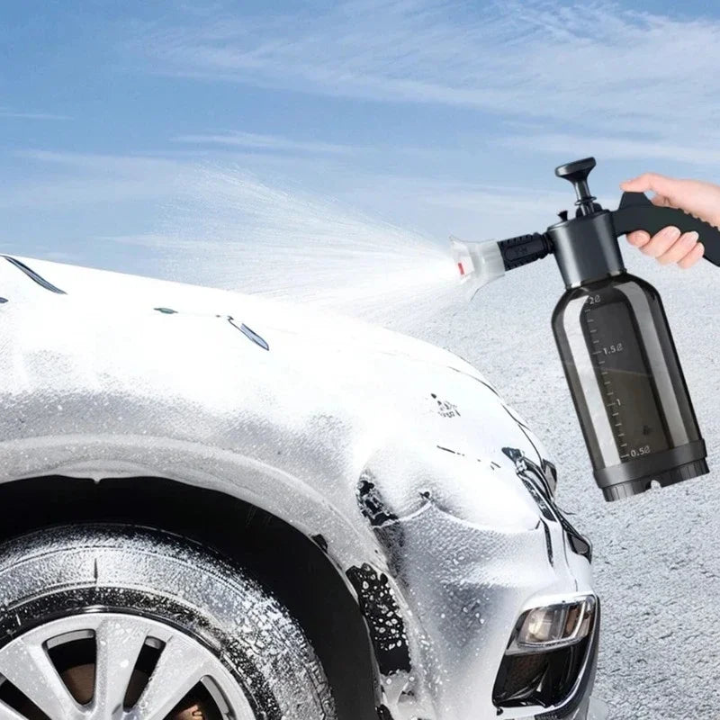 2L Pressurized Car Wash Foam Sprayer | Hand Pump Foam Cannon with 2 Nozzles additional angle