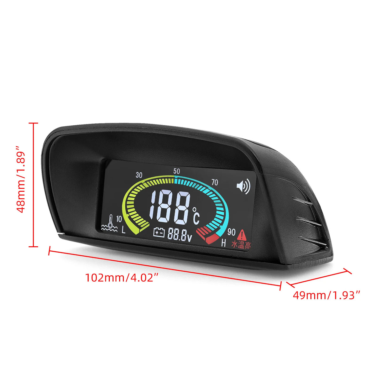 HD Universal Water Temperature Voltmeter Gauge | 2 in 1 Digital Car Gauge with Temp S alternate view