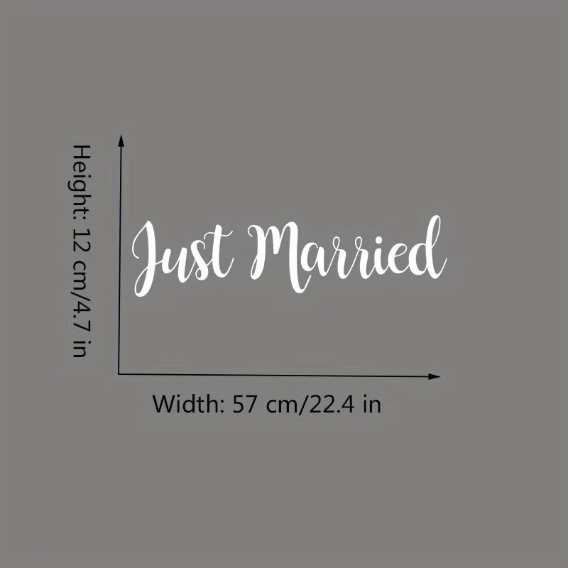 1 Set FunFrenzy Just Married Vinyl Decal Sticker - Matte Finish, Easy to Apply & Remo alternate view
