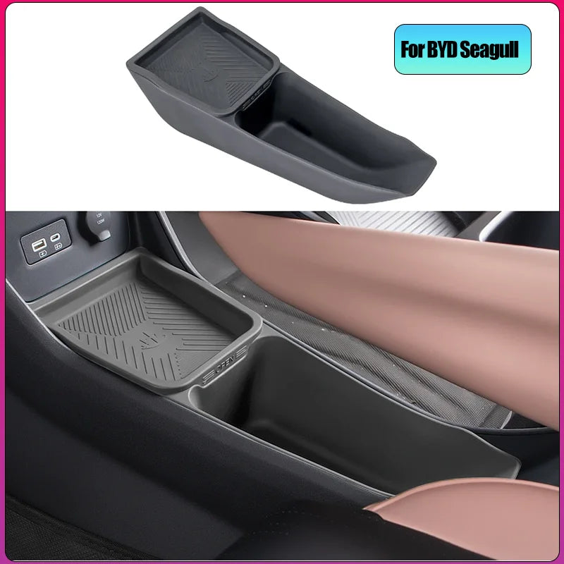 Car Central Control Storage Box For BYD Seagull Armrest Double Storage Box Silicone Interior Supplie