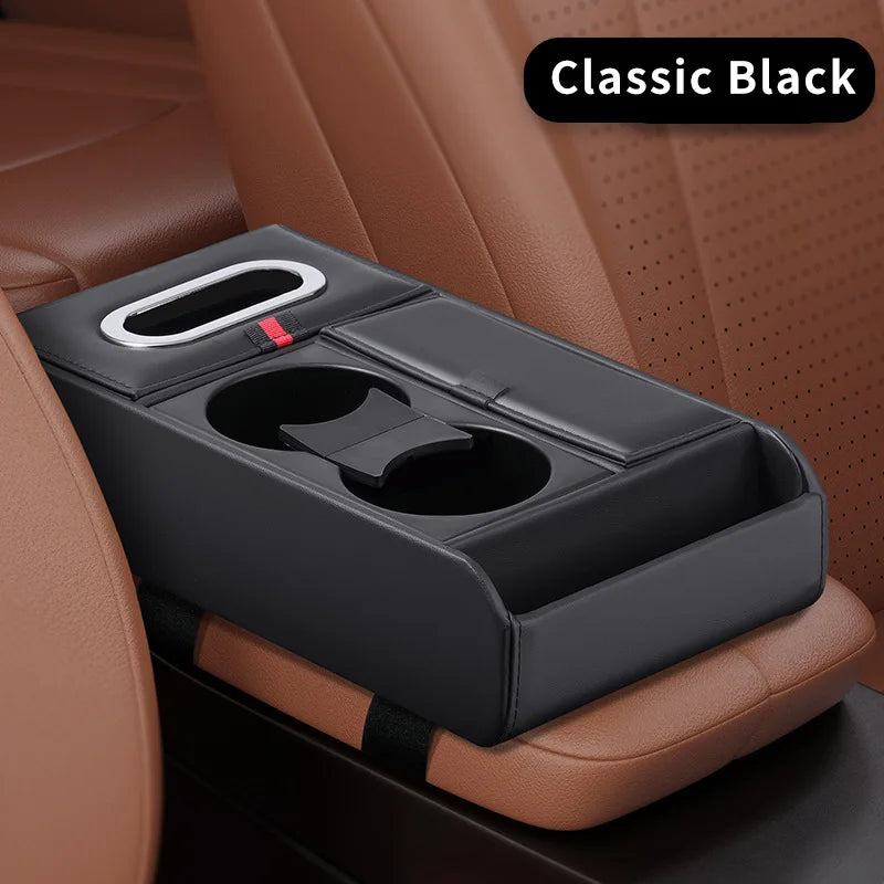 Multifunctional Car Armrest Pad Storage Box Center Console Organizer with Cup Holder T close-up view