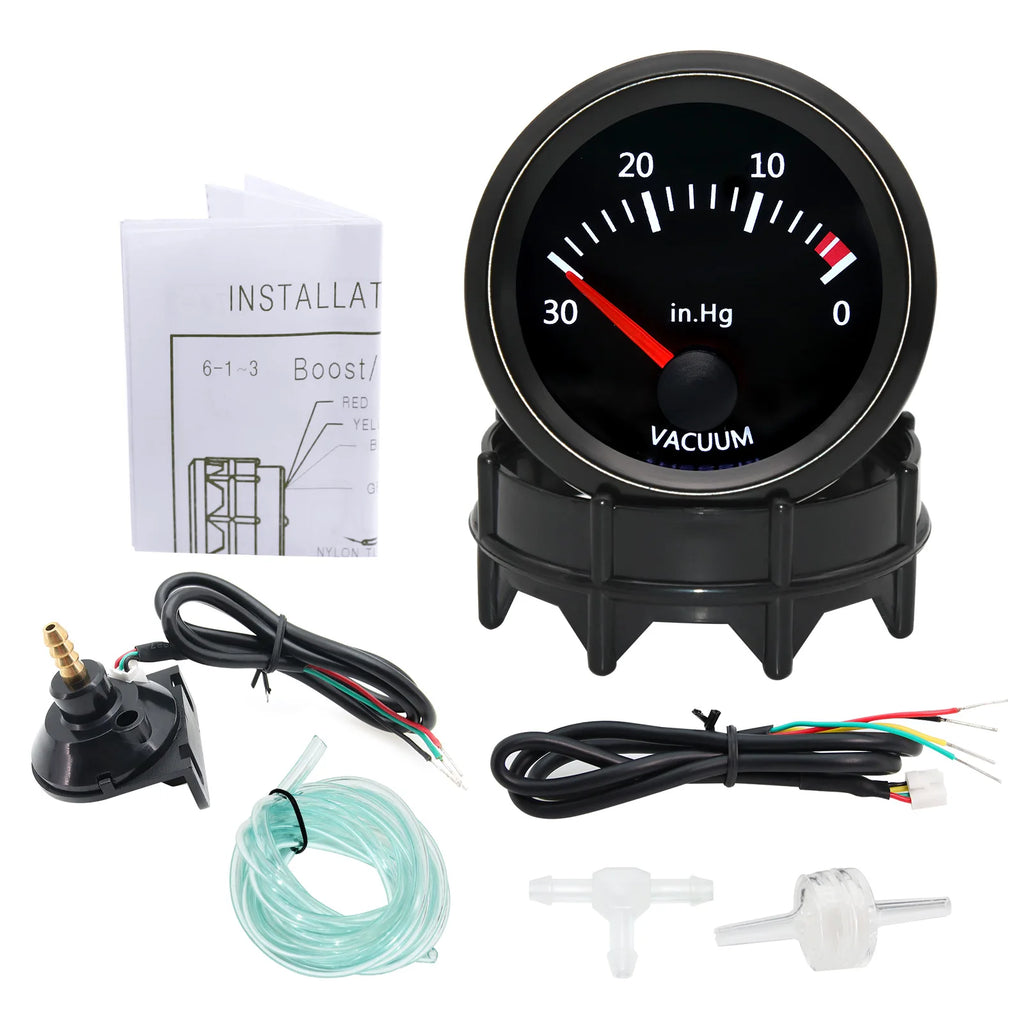 2'' 52MM Car Gauge 12V Water Temp Oil Temp Gauge Oil Press PSI BAR Volt Gauge Air Fuel Ratio Boost Vacuum Meter Black Face Gauge