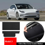 Carbon Fiber Glove Box Cover for Tesla Model 3 2017-2023 | Leather Anti-Kick Protecti alternate view