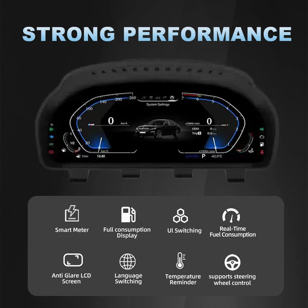 LCD Dashboard for BMW E90 E70 E71 E60 E81 E87 F10 F20 F30 F32 F06 E84 F48 E83 F25 F26 alternate view