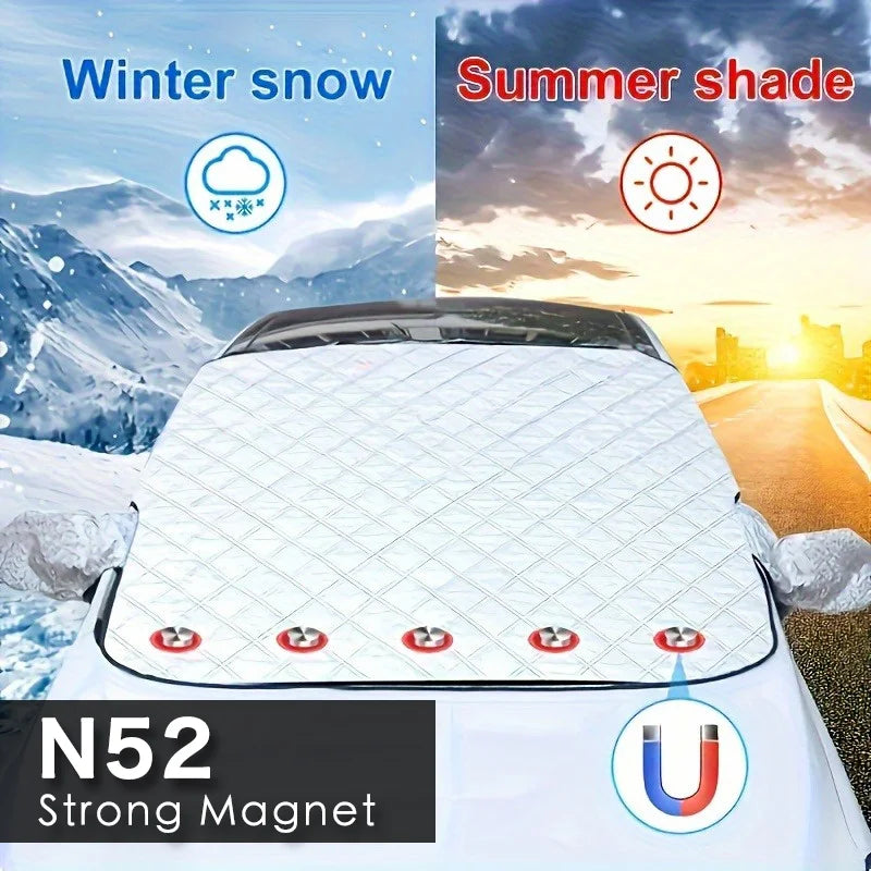 Car Windshield Snow Shield Cover | All-Season Front Window Frost and Sun Protection close-up view
