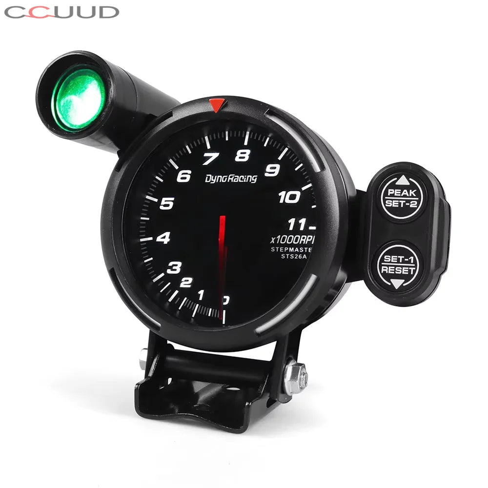 CCUUD 80MM High Speed Stepper Motor Tachometer Gauge | 7 Colors 0-11000 RPM Meter w additional angle