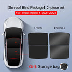 2PCS For Tesla Model 3/Y/3 Highland/Y Juniper Ice Cloth Buckle Shades for Glass Roof Front & Rear Sunroof Skylight Sunshade