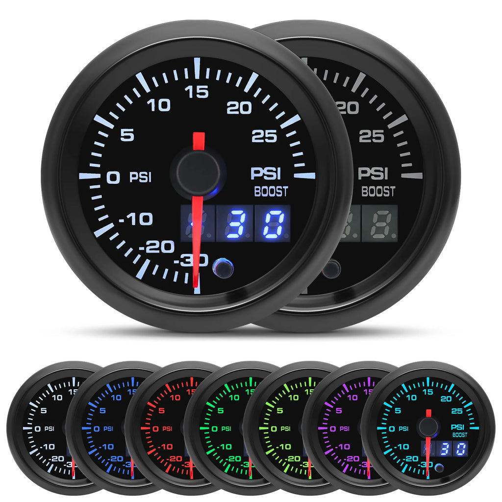 New 52mm 7 Color LED Car Gauge Set | Universal 12V Gauge alternate view