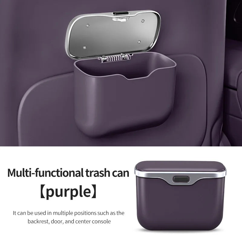 Multifunctional Car Trash Can with Lid Button, Hanging Storage Bin lifestyle view