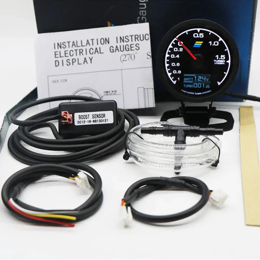 62mm GReddi LCD Digital Display Car Gauge | Oil Pressure, Temperature, Voltmeter & Boost detail view