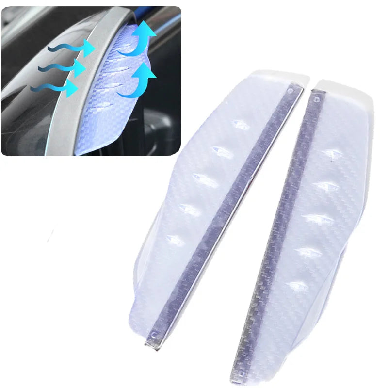 2pcs Car Rearview Mirror Rain Eyebrow Visor Spoiler Carbon Fiber Car Rearview Side Snow Sun Visor Rain Cover Car Mirror Accessor